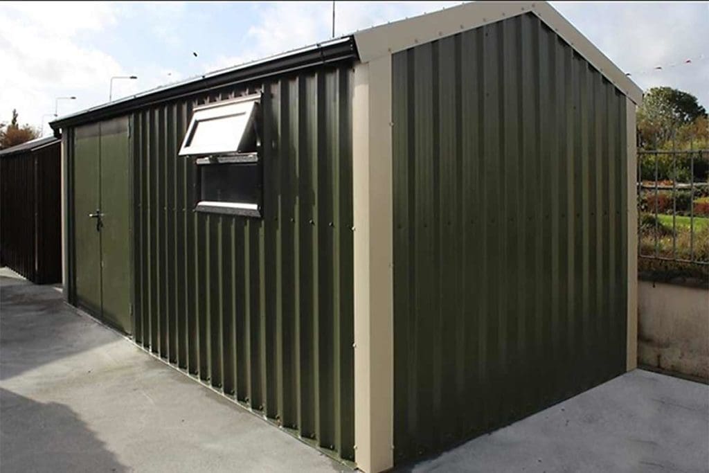 6.2m x 3m Silver Range with double doors & window Shanette Sheds