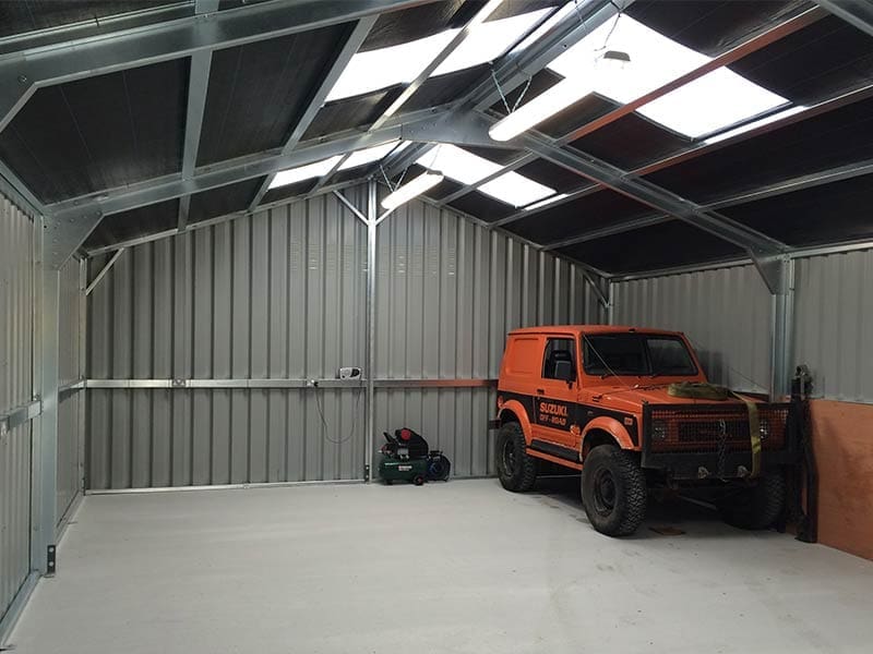 6.2m x 6.2m Bronze Range garage interior CE certified framework Shanette Sheds