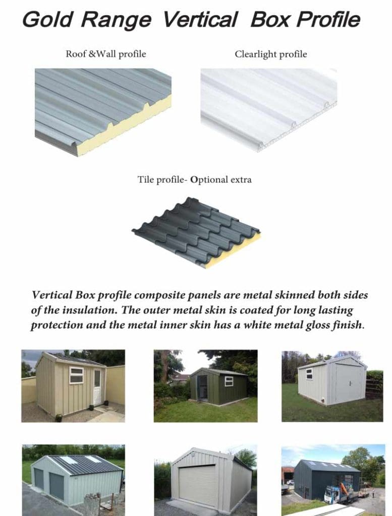 Shanette Sheds Garden Gold Range Vertical Box Profile Panel Info Sheet