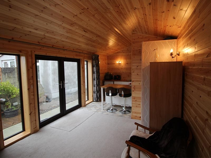Mahogany Wood Effect Chalet Interior7.3m x 3