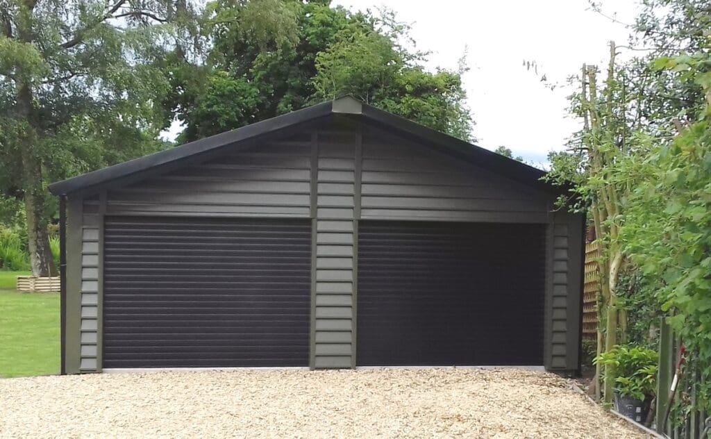Green Plank Effect Steel Garages