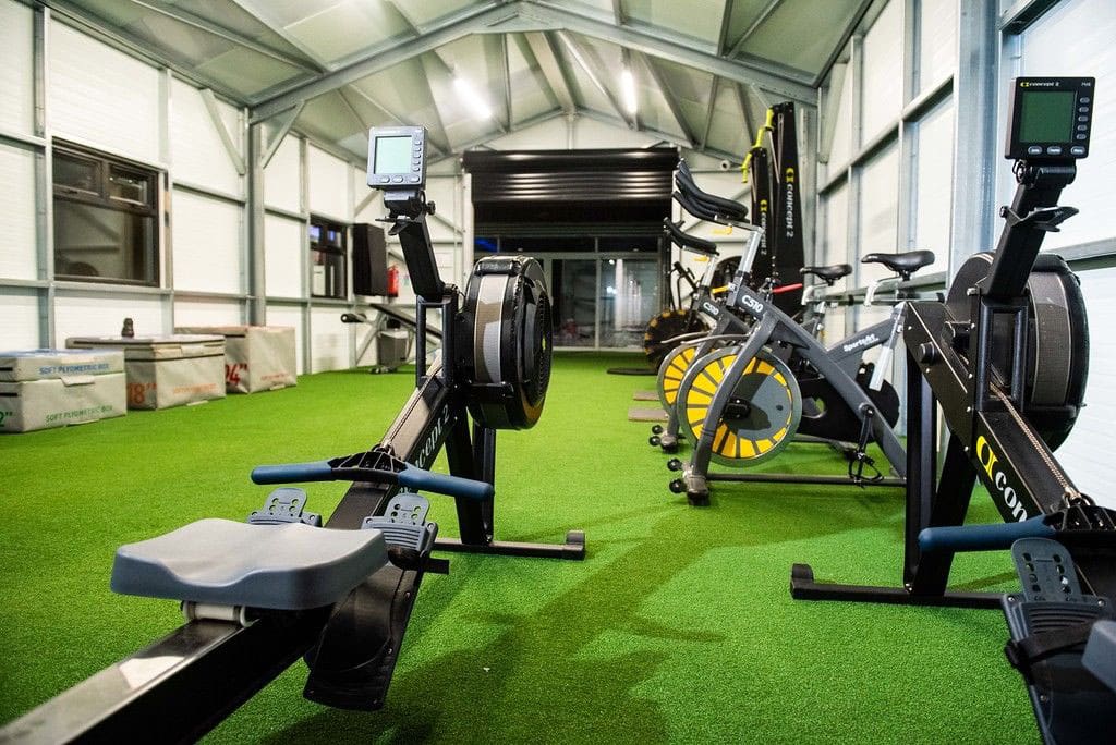 Client's transformed gym in an insulated garden shed